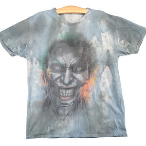 Injustice Gods Among Us Mens Joker Face Tie Dye T-Shirt Multi Blue Large